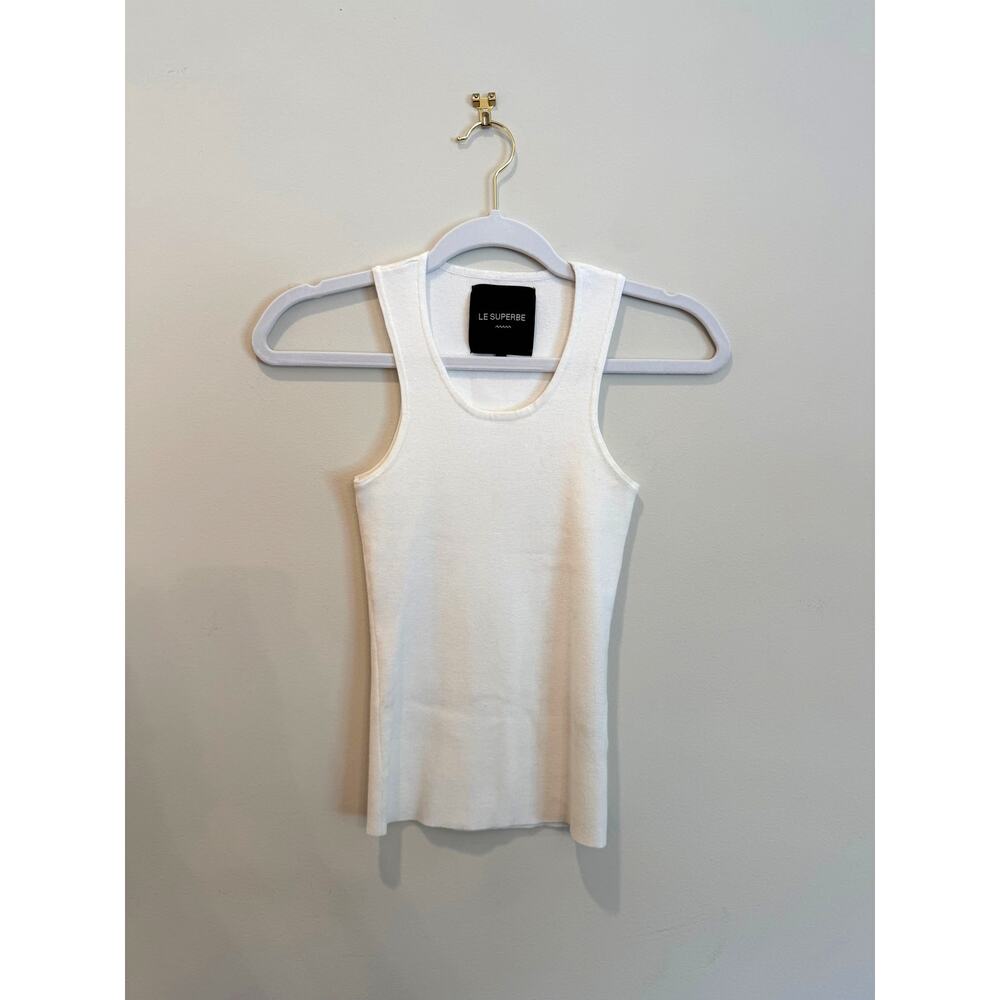 Le Superbe White Knit Tank Top XS